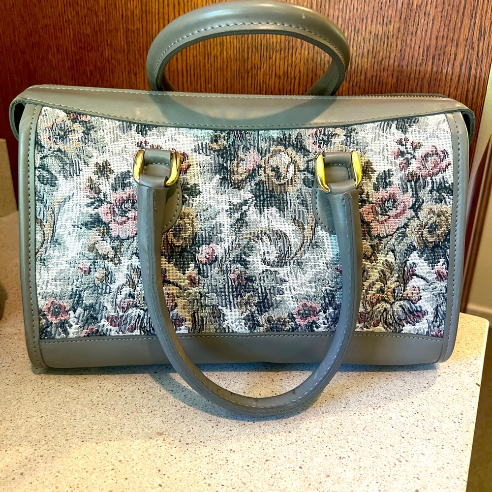 Vintage French Luggage Company Grey 💕 Tapestry Small Luggage Tote Purse w/Strap